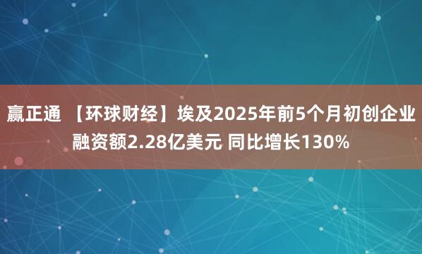 赢正通 【环球财经】埃及2025年前5个月初创企业融资额2.28亿美元 同比增长130%