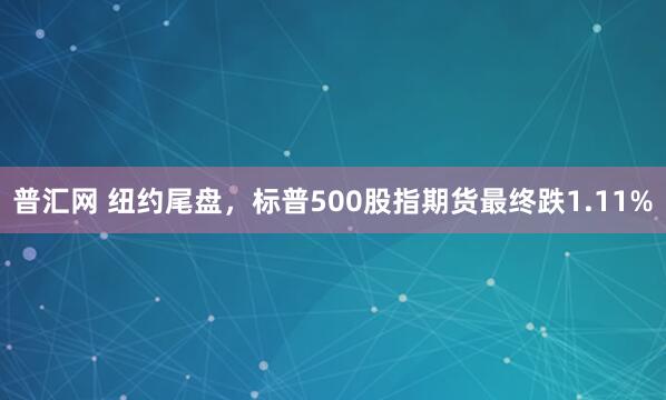 普汇网 纽约尾盘，标普500股指期货最终跌1.11%